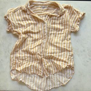 White and yellow stripped linen button up~ Faherty